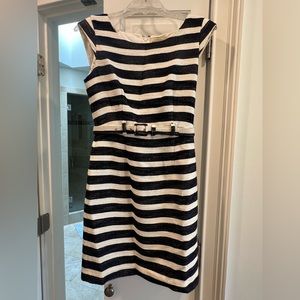Banana republic navy and white striped dress with belt